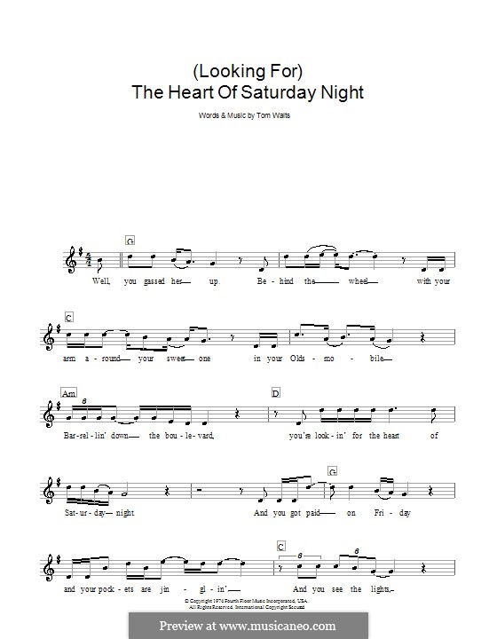 (Looking For) The Heart of Saturday Night: Für Keyboard by Tom Waits