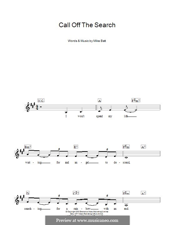 Call Off the Search (Katie Melua) von M. Batt Noten auf MusicaNeo