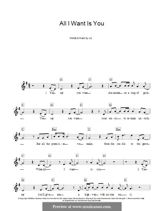 All I Want Is You: Für Keyboard by U2