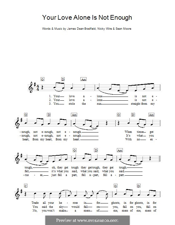 Your Love Alone Is Not Enough (The Manic Street Preachers): Für Keyboard by James Dean Bradfield, Nicky Wire, Sean Moore