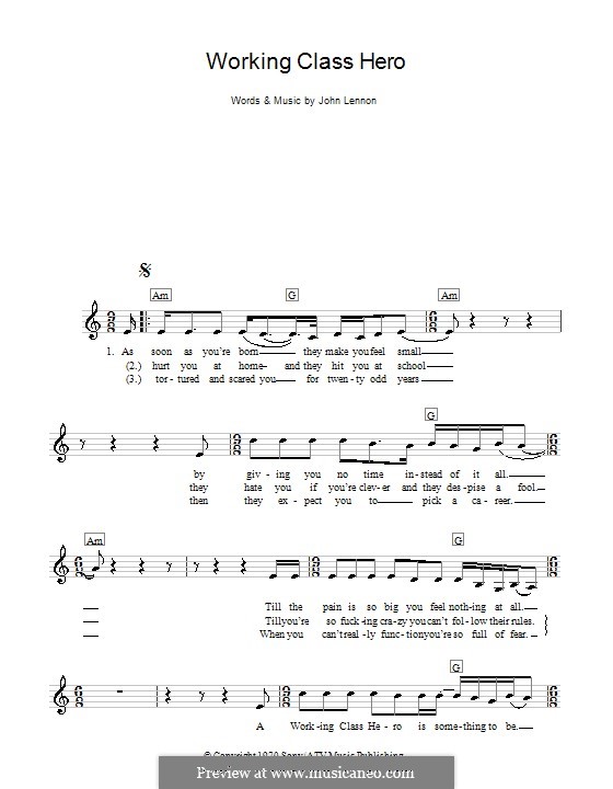 Working Class Hero: Für Keyboard by John Lennon