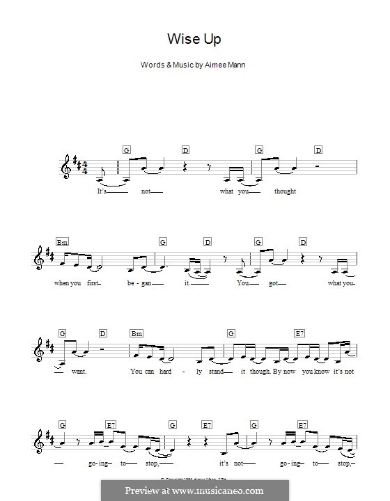 Wise Up (from Magnolia): Für Keyboard by Aimee Mann