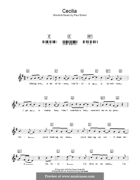 Cecilia (Simon & Garfunkel): Für Keyboard by Paul Simon