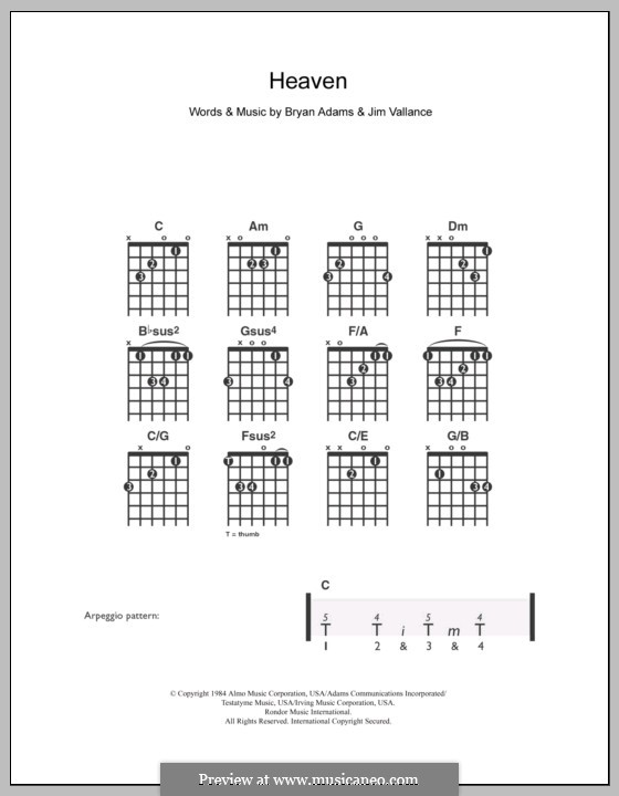 Heaven (DJ Sammy): Für Gitarre by Bryan Adams, Jim Vallance