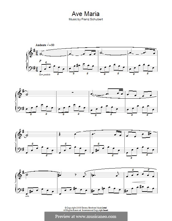 Piano version: Easy notes by Franz Schubert