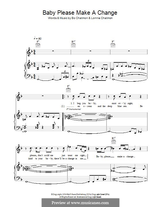 Baby, Please Make a Change: Für Stimme und Klavier (oder Gitarre) by Bo Chatmon, Lonnie Chatmon