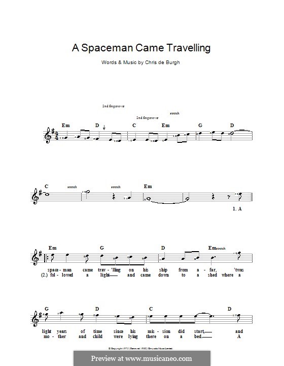 A Spaceman Came Travelling: Für Keyboard by Chris de Burgh