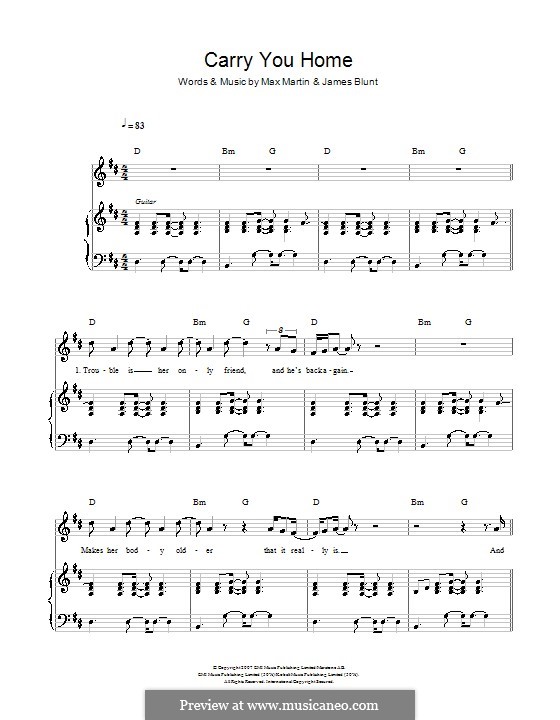 Carry You Home: Für Stimme und Klavier (oder Gitarre) by James Blunt, Max Martin