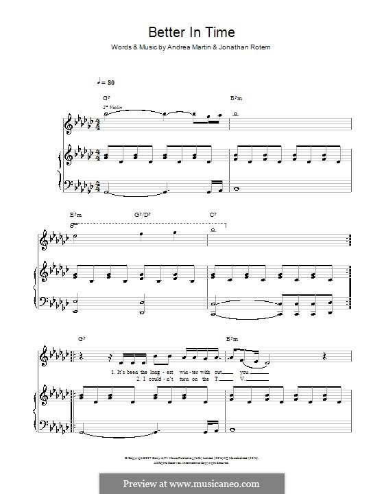 Better in Time (Leona Lewis): Für Stimme und Klavier (oder Gitarre) by Andrea Martin, Jonathan Rotem