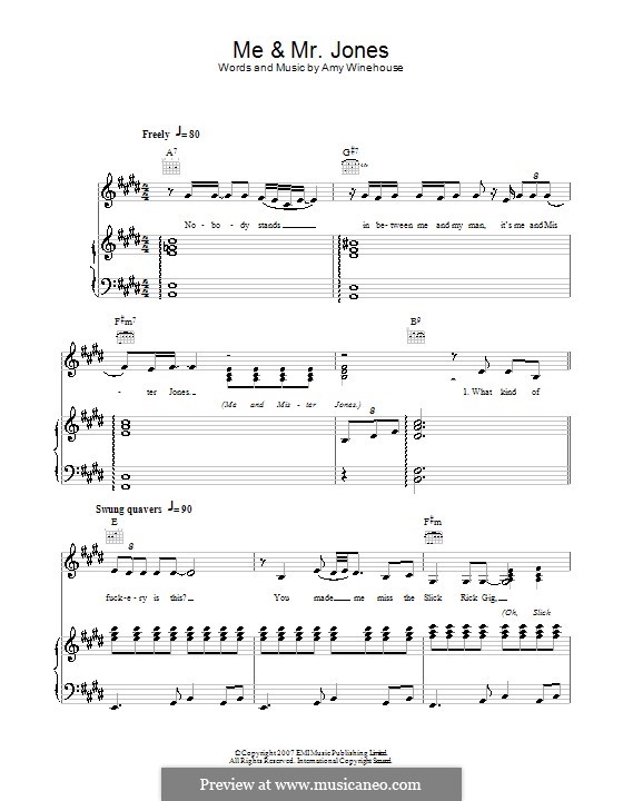 Me & Mr. Jones: Für Stimme und Klavier (oder Gitarre) by Amy Winehouse