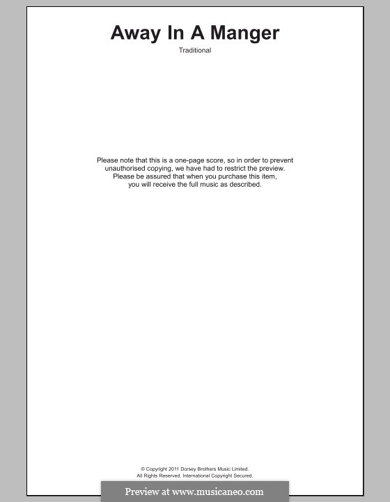 Away in a Manger: Text und Akkorde für Klavier by William (James) Kirkpatrick