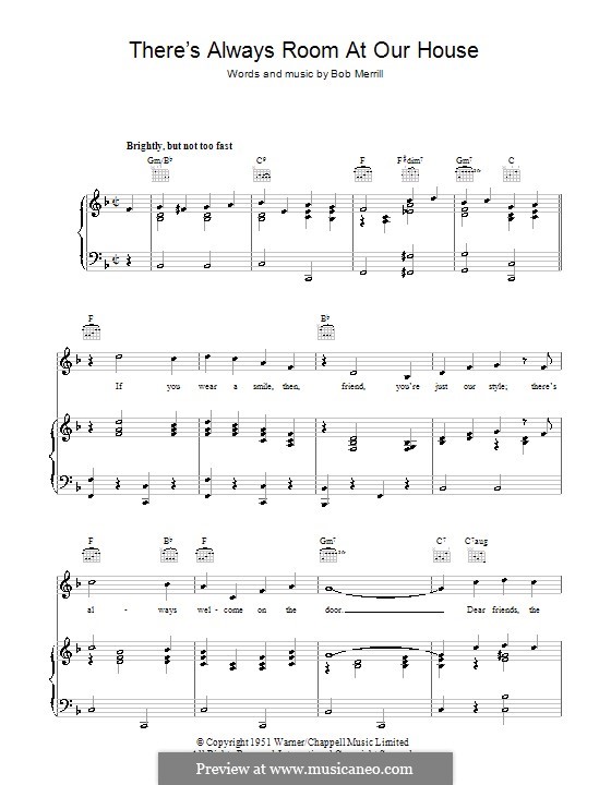 There's Always Room at Our House: Für Stimme und Klavier (oder Gitarre) by Bob Merrill
