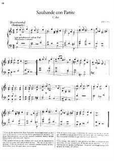 Sarabande und Partita über Themen aus 'Bellerophontes' von Lully, BWV 990: Für Klavier by Johann Sebastian Bach