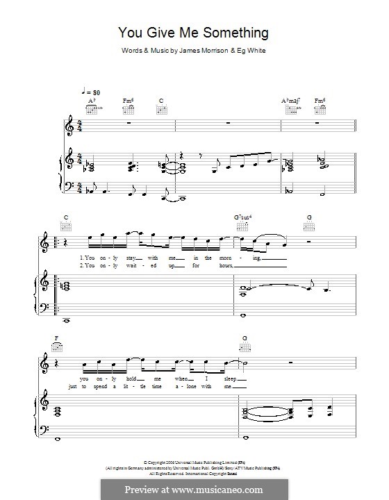 You Give Me Something: Für Stimme und Klavier (oder Gitarre) by Eg White, James Morrison