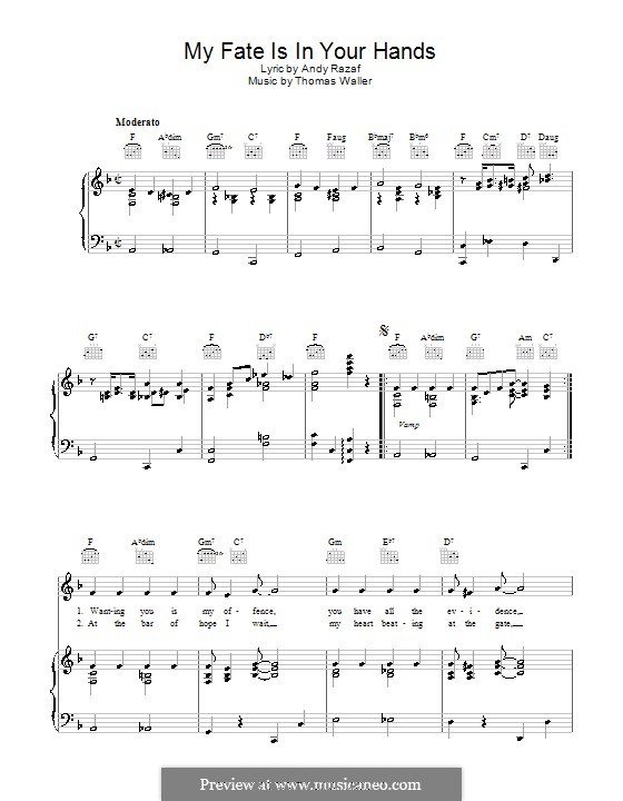My Fate is in Your Hands: Für Stimme und Klavier (oder Gitarre) by Fats Waller