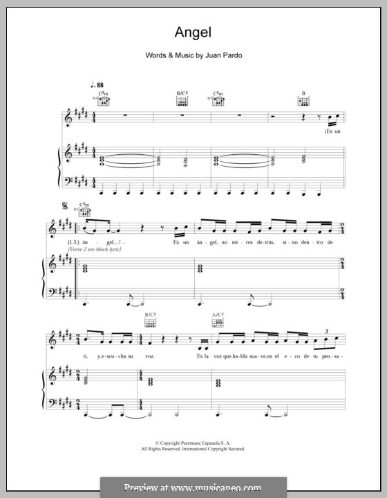 Angel: Für Stimme und Klavier (oder Gitarre) by Juan Pardo