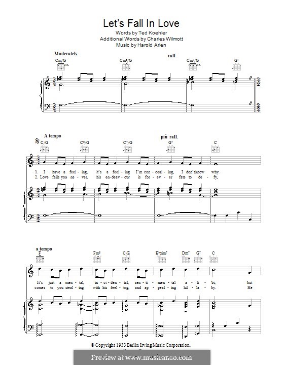 Let's Fall in Love: Für Stimme und Klavier (oder Gitarre) by Harold Arlen