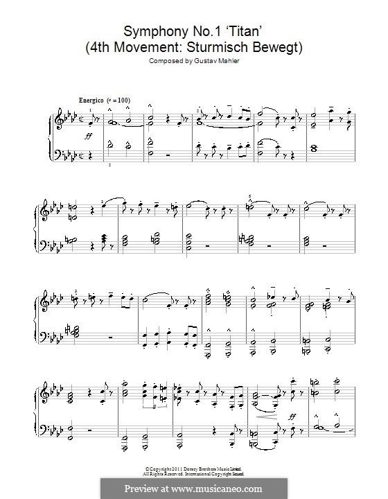 Sinfonie Nr.1 in D-Dur 'Der Titan': Teil IV. Version für Klavier by Gustav Mahler
