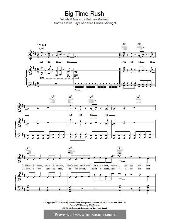 Big Time Rush: Für Stimme und Klavier (oder Gitarre) by Scott Fellows
