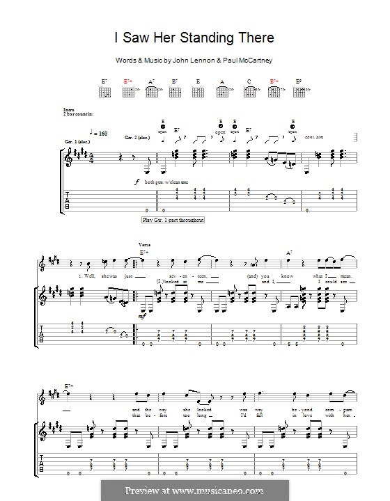 I Saw Her Standing There (The Beatles): Für Gitarre mit Tabulatur by John Lennon, Paul McCartney