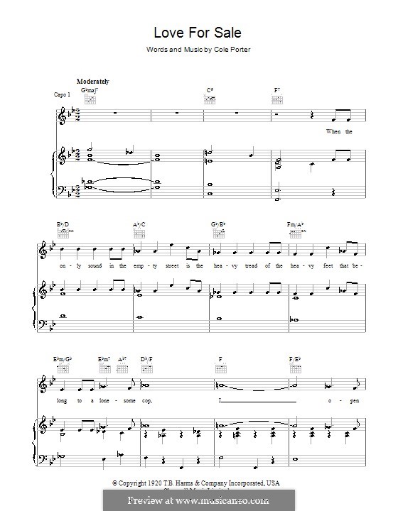Love for Sale: Für Stimme und Klavier (oder Gitarre) by Cole Porter