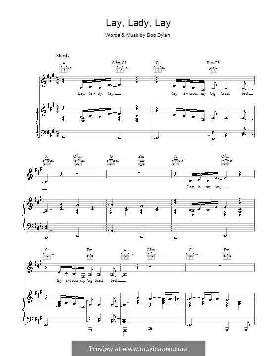 Lay Lady Lay: Für Stimme und Klavier (oder Gitarre) by Bob Dylan