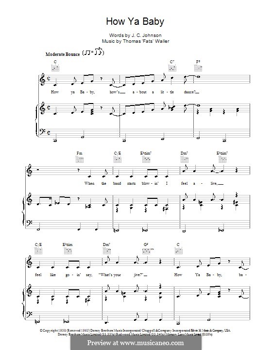 How Ya Baby: Für Stimme und Klavier (oder Gitarre) by Fats Waller