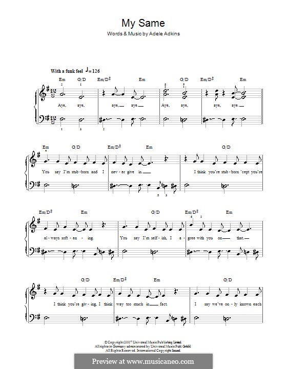 My Same: Einfache Noten für Klavier by Adele