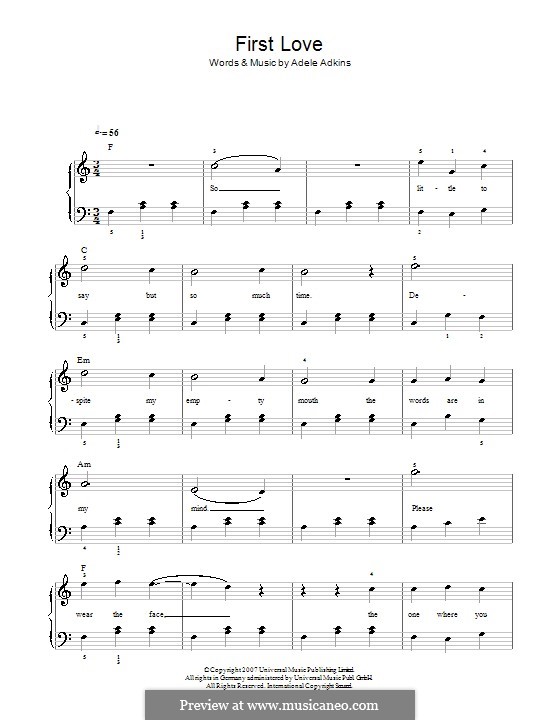 First Love: Einfache Noten für Klavier by Adele