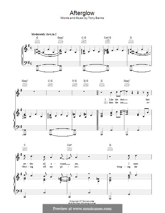 Afterglow (Genesis): Für Stimme und Klavier (oder Gitarre) by Tony Banks