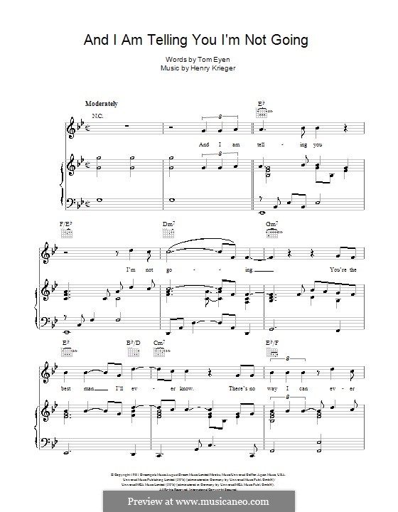 And I am Telling You I'm Not Going (Jennifer Hudson): Für Stimme und Klavier (oder Gitarre) by Henry Krieger