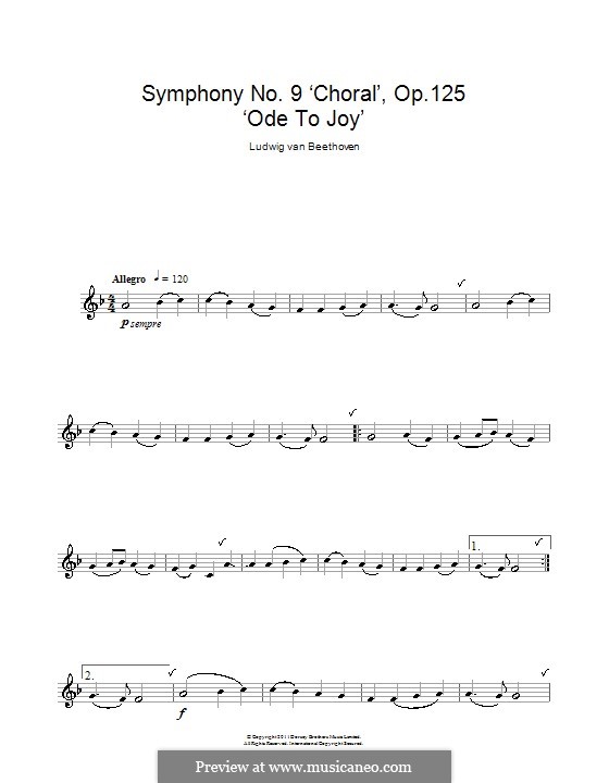 Ode an die Freude: Version für Klarinette by Ludwig van Beethoven
