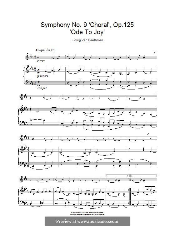 Ode an die Freude: Version für Klarinette und Klavier by Ludwig van Beethoven