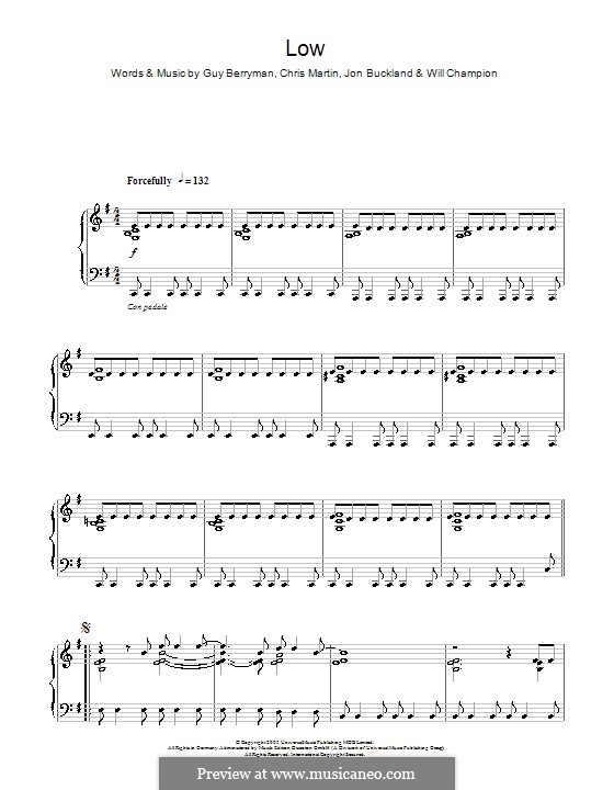 Low (Coldplay): Für Klavier by Chris Martin, Guy Berryman, Jonny Buckland, Will Champion
