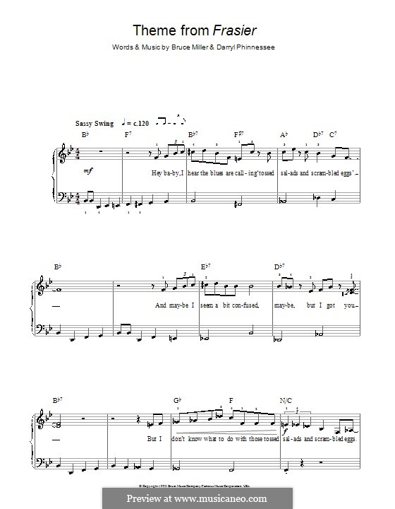 Tossed Salad and Scrambled Eggs (theme from Frasier): Einfache Noten für Klavier by Bruce Miller