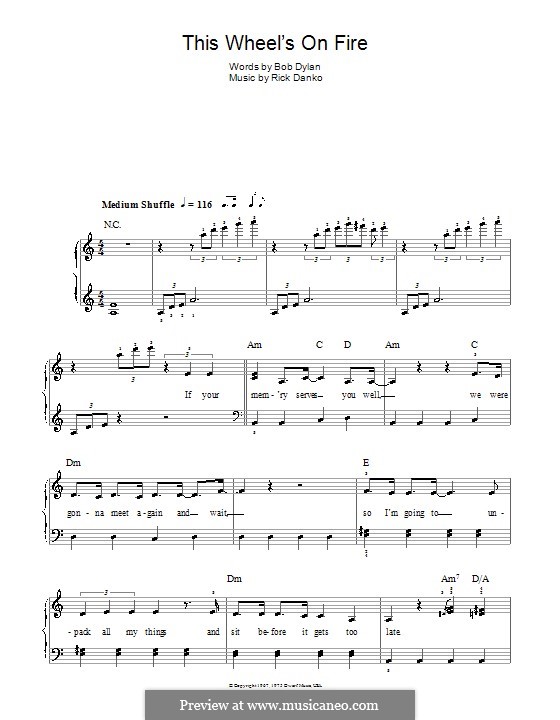 This Wheel's on Fire (theme from Absolutely Fabulous): Für Klavier, leicht by Rick Danko