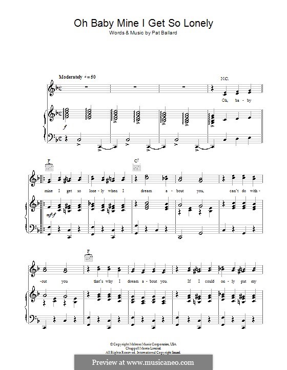 Oh, Baby Mine (I Get So Lonely): Für Stimme mit Klavier oder Gitarre (Anne Shelton) by Pat Ballard