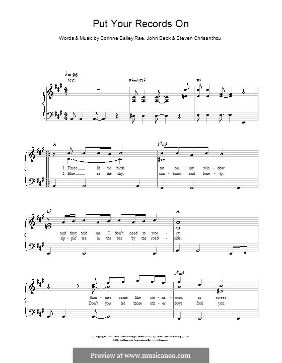 Put Your Records on (Corinne Bailey Rae): Für Klavier, leicht by John Beck, Steven Chrisanthou