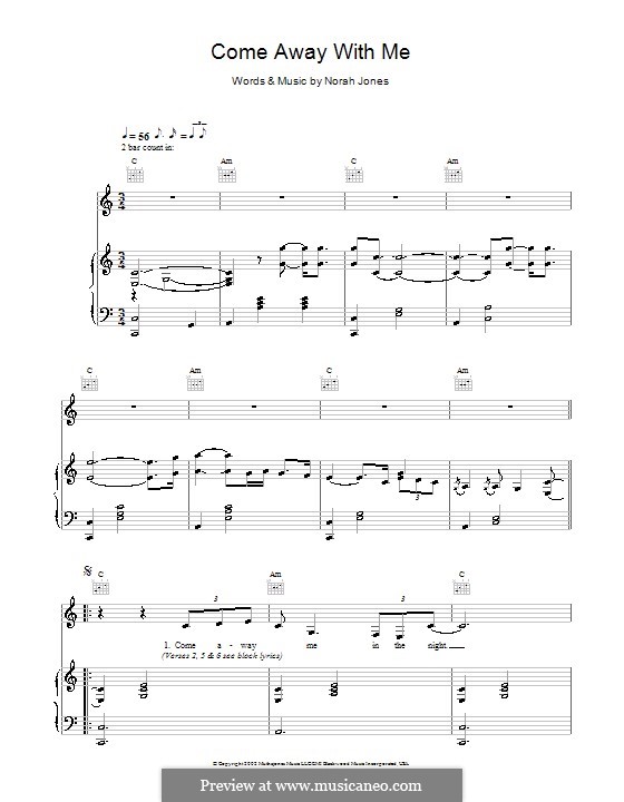 Come Away with Me: Für Stimme und Klavier (oder Gitarre) by Norah Jones