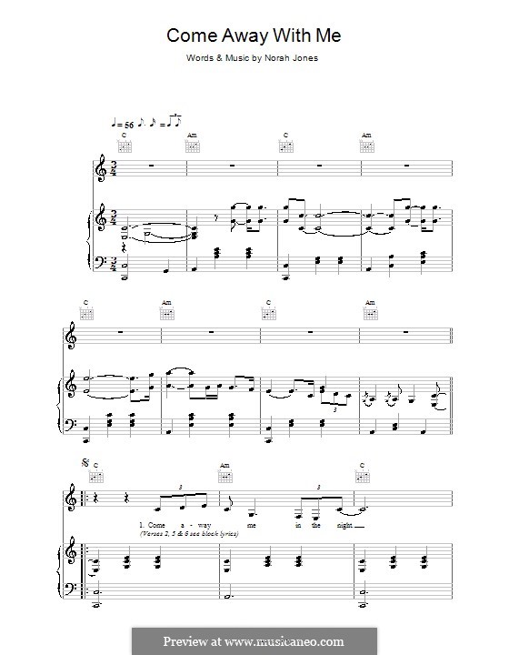 Come Away with Me: Für Stimme und Klavier (oder Gitarre) by Norah Jones