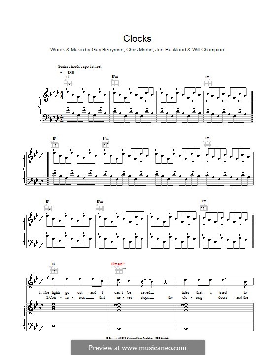 Vocal version: Für Stimme und Klavier (oder Gitarre) by Chris Martin, Guy Berryman, Jonny Buckland, Will Champion