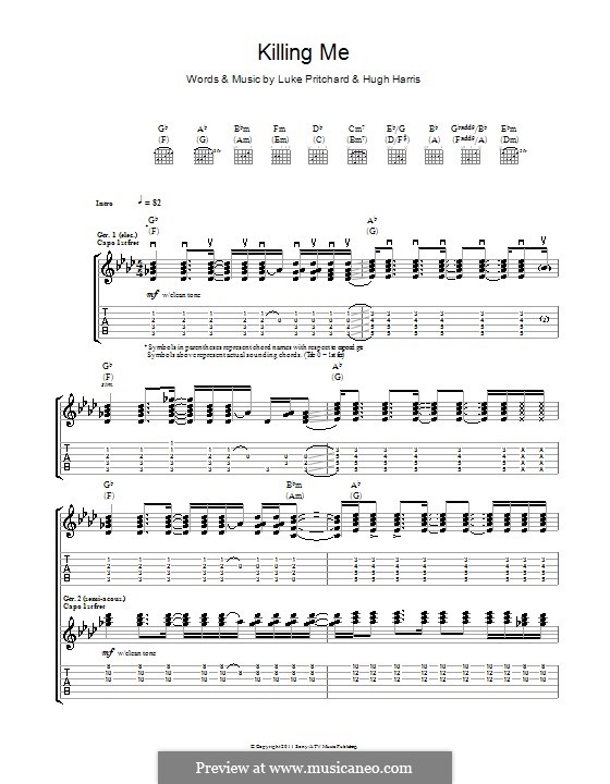Killing Me (The Kooks): Für Gitarre mit Tabulatur by Hugh Harris, Luke Pritchard