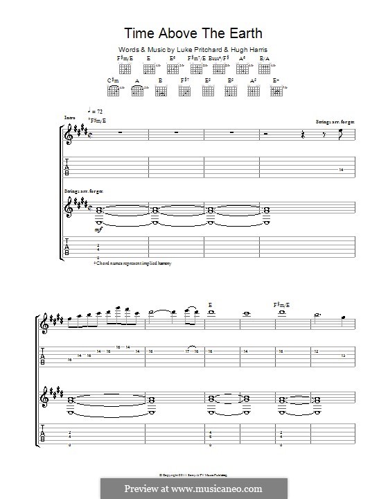 Time Above the Earth (The Kooks): Für Gitarre mit Tabulatur by Hugh Harris, Luke Pritchard