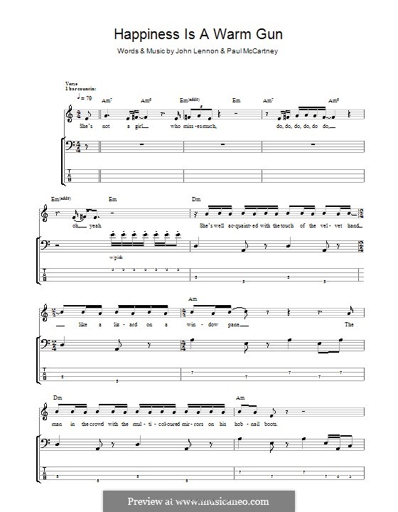 Happiness is a Warm Gun (The Beatles): Für Bassgitarre mit Tabulatur by John Lennon, Paul McCartney