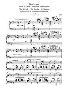 A Farewell to Saint Petersburg: Nr.10 Die Lerche für Klavier by Michail Glinka