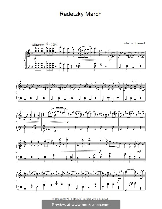 Radetzky-Marsch, Op.228: Für Klavier by Johann Strauss (Vater)