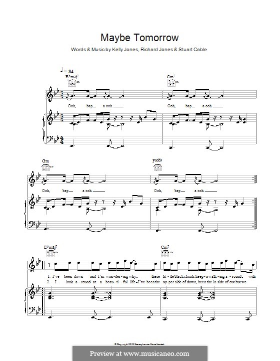 Maybe Tomorrow (Stereophonics): Für Stimme und Klavier (oder Gitarre) by Kelly Jones, Richard Jones, Stuart Cable
