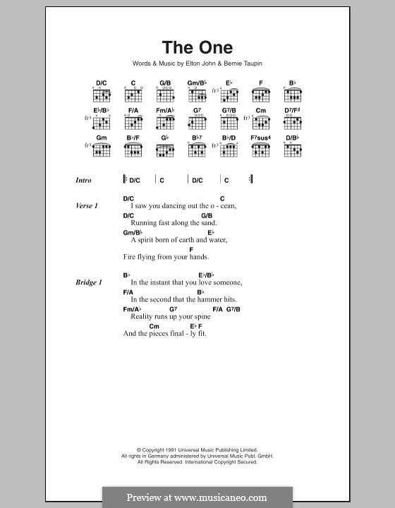 The One: Text und Akkorde by Elton John