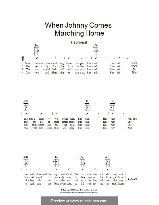 When Johnny Comes Marching Home: Ukulele mit Schlagmuster by Patrick Sarsfield Gilmore
