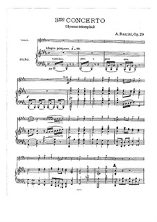 Violinkonzert No.3, Op.29: Partitur für Violin und Klavier by Antonio Bazzini